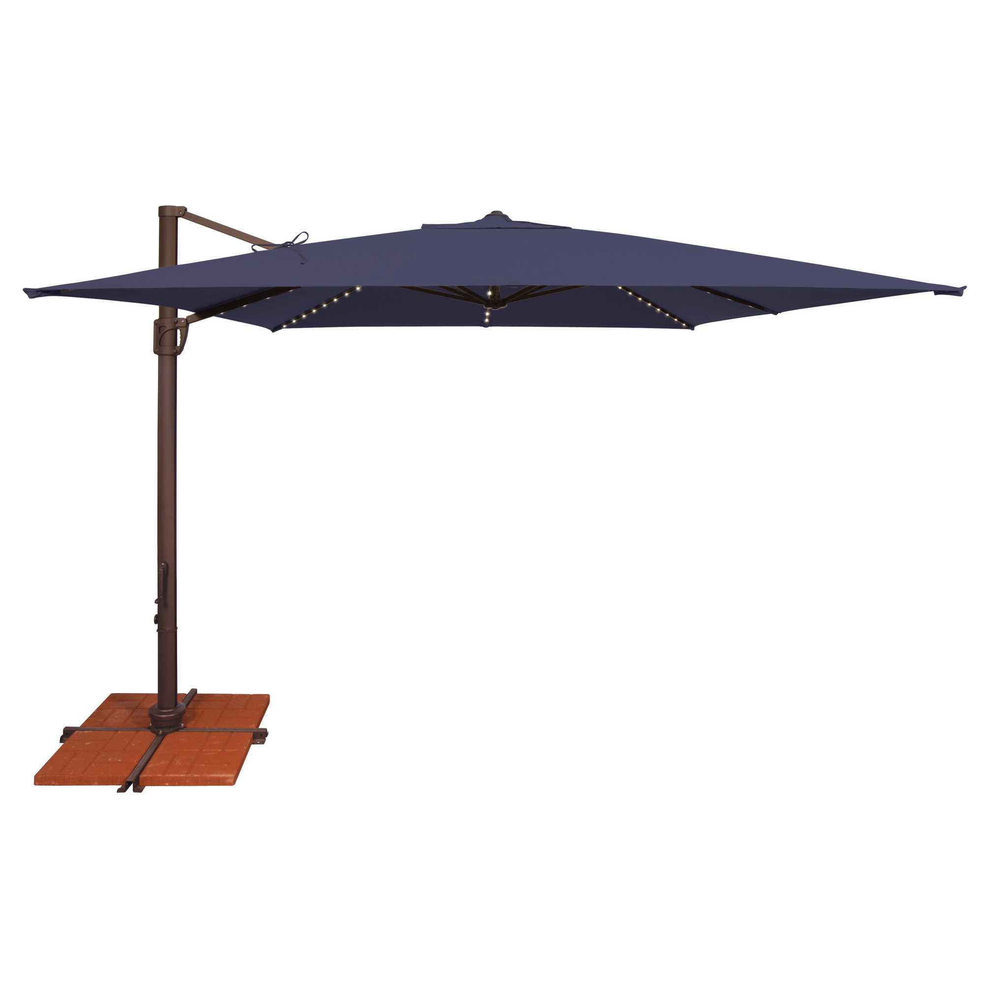 Windell 120'' Cantilever Outdoor Umbrella with lights, Canvas Navy Sunbrella® Canvas