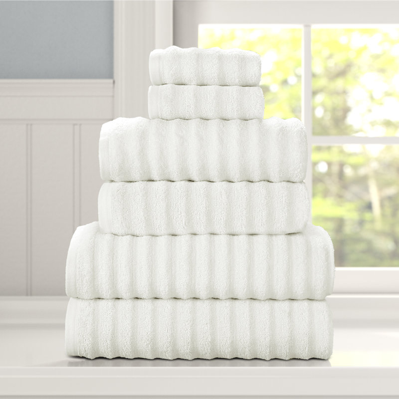 Pure White Ridged Turkish Cotton Hand Washcloth Set