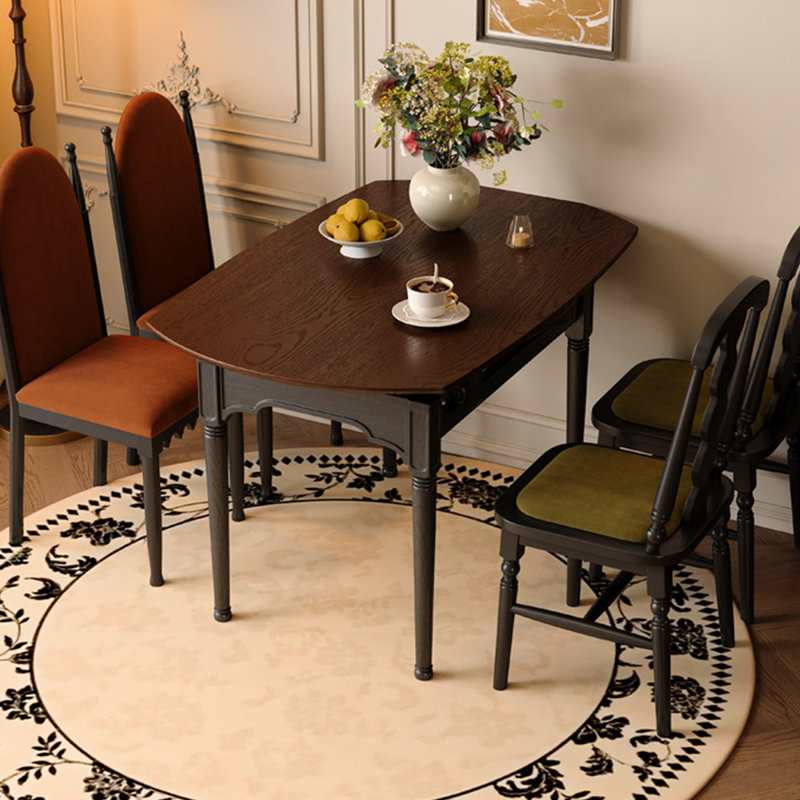 Brown+Black Rectangular Solid Wood Dining Table, 29.53"H×47.24"L×29.53"W