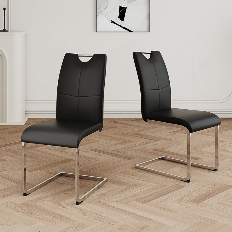 Modern Dining Chair(Set Of 2), Silver, Noir