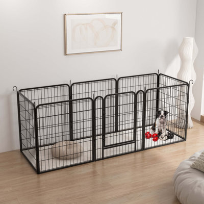 Dog Playpen With Door 31.7" H, 16-Panel Heavy Duty Metal, Indoor/Outdoor Use