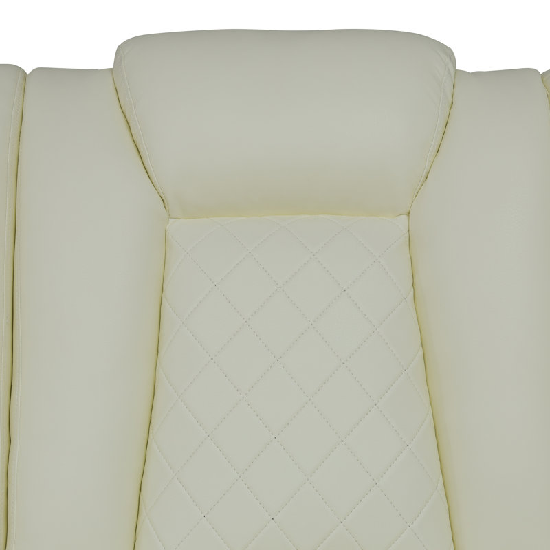 Fauteuil inclinable électrique en cuir respirant de 37 po de largeur avec accoudoirs de rangement et lumières DEL bleues
