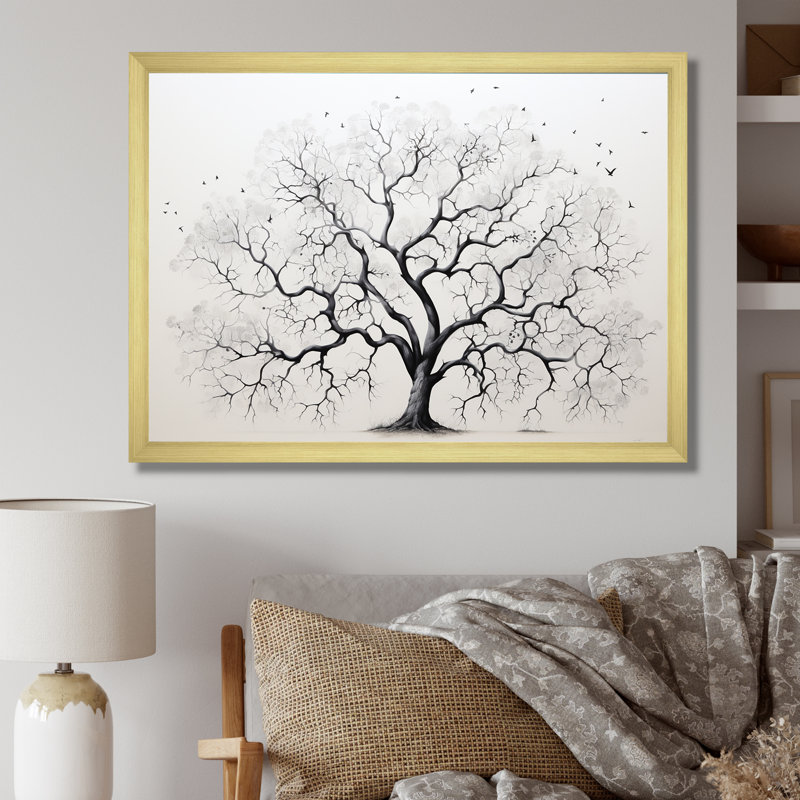 Arbre africain minimaliste - arbre, art mural africain, salon, Cadre photo doré simple, H 24 po x l 32 po x P 1 po