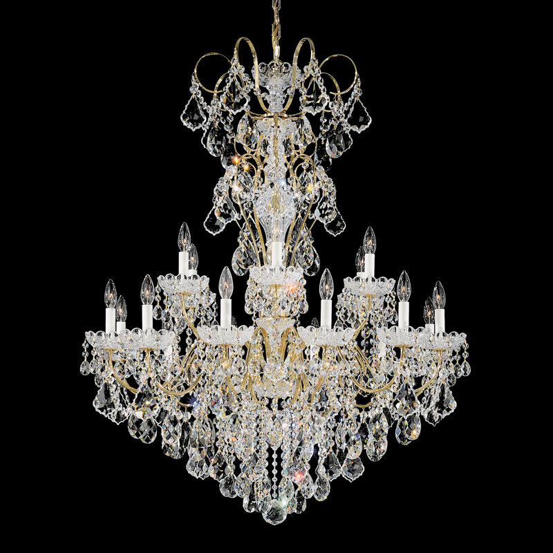 New Orleans 18 Light 36in x 44in Chandelier in Black Pearl with Clear Radiance Crystals, Chinese (K9), Gold