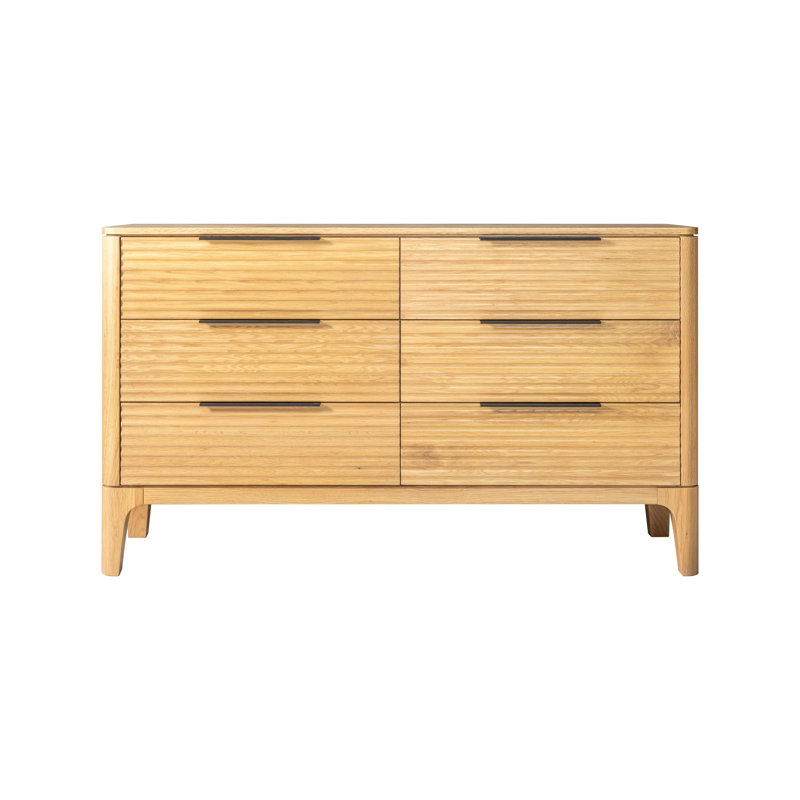 Commode Cid Jima 59 po, 6 tiroirs au fini chêne naturel