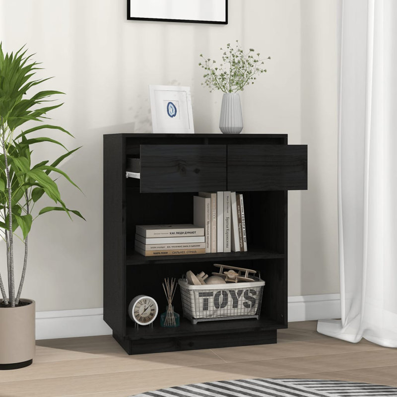 Ireion 60cm Solid Wood Console Table, Black