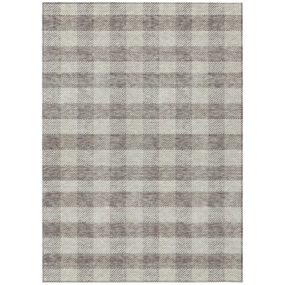 Tapis extérieur lavable à carreaux taupe et gris 3 pi x 5 pi