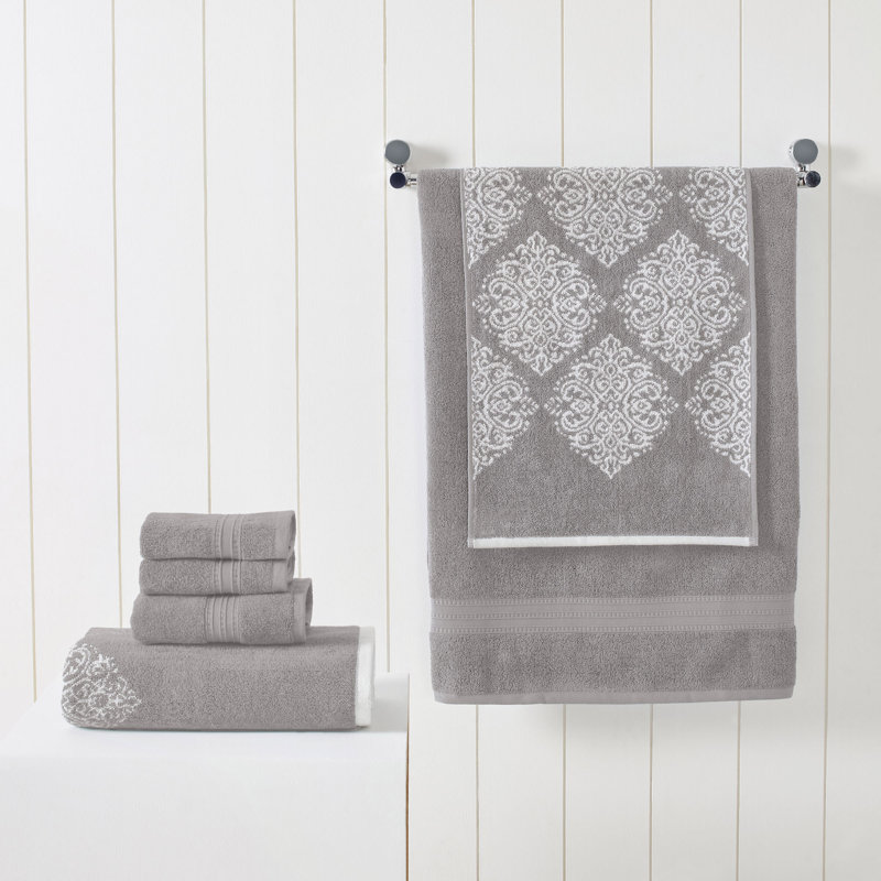 Modern Threads Artesia Damask 6-Piece Reversible Yarn Dyed Jacquard Towel Set - Bath Towels, Hand Towels, & Washcloths - Super Absorbent & Quick Dry
