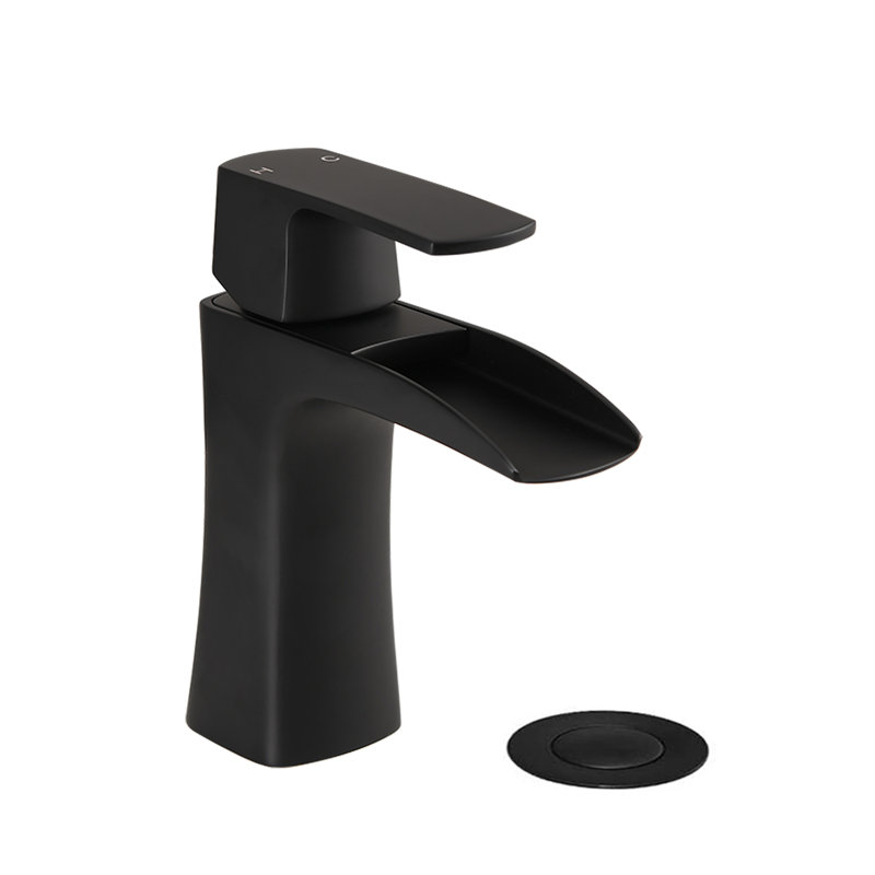 Single-handle Bathroom Faucet with Drain Assembly, Matte Black