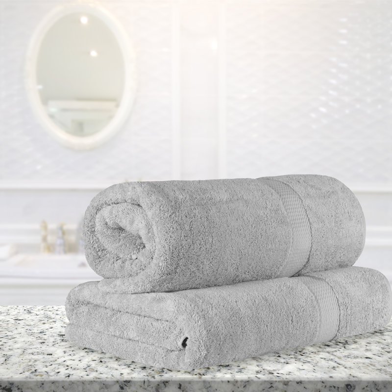 Renata 2 Piece 800 GSM Certified Egyptian Cotton Bath Sheet Set , Silver