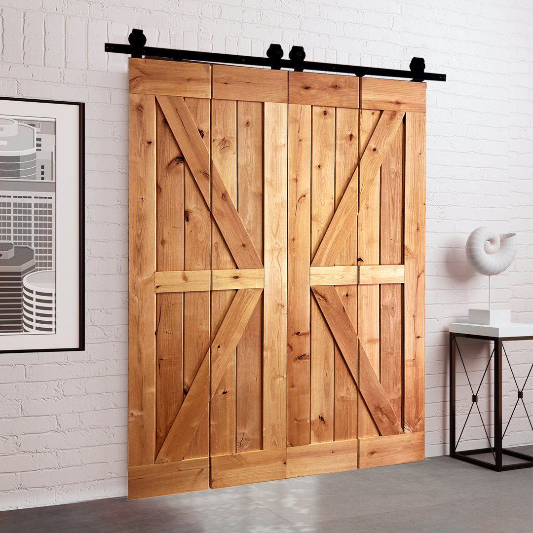 Paneled Unfinished Solid Alder Wood Bifold Barn Door Slab Lubann 