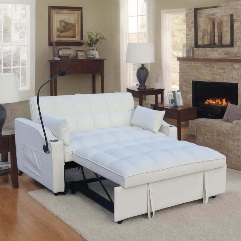 Versatile Convertible Sofa Bed with Pullout Feature and Plush Pillows for All