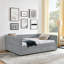 Lit de jour avec couchette rembourrée et capitonnée, avec deux tiroirs, grand lit, tissu Boucle (88 po x 65,5 po x 29,5 po)-2100573349