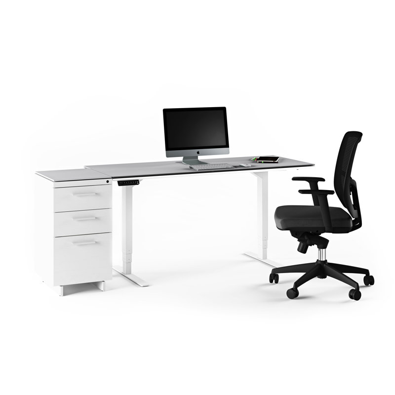 Centro White and Gray Glass 3-Drawer Mobile File Cabinet