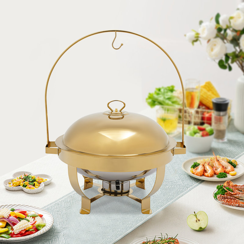 7.26Qt Gold Round Chafing Dish Buffet Warmers Sets
