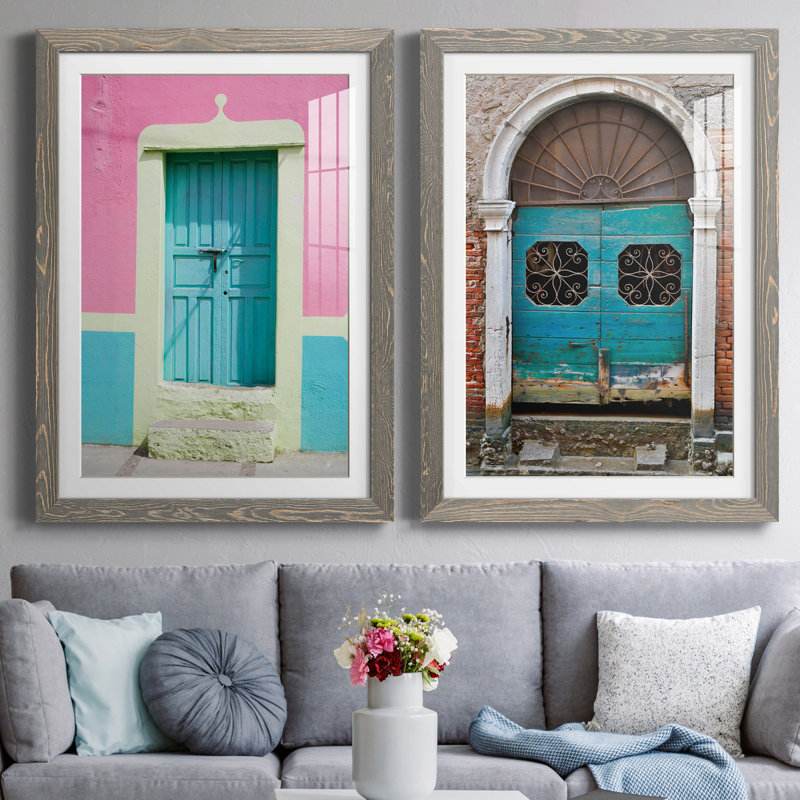 Porte de San Miguel - ensemble de 2 reproductions de photos, Blanc, H 37,5 po x l 55 po x P 1,5 po, Cadre en papier gris