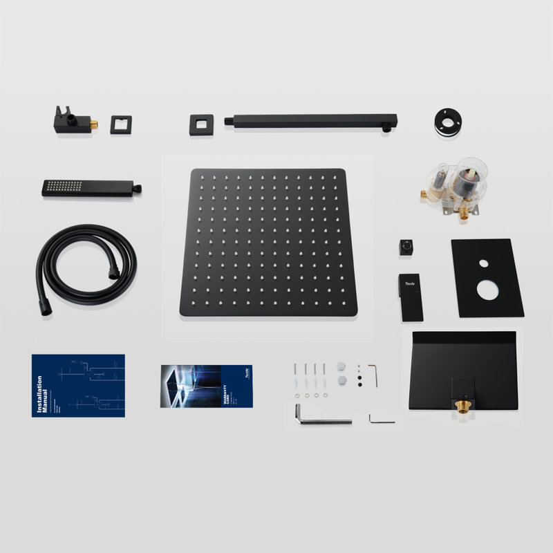 Pressure Control Brass Matte Black Shower System For Modern Bathrooms