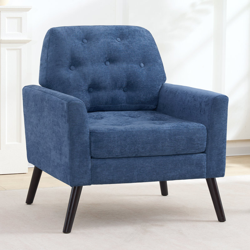 Accent Chair with Button-Tufted Back, Navy Blue