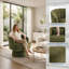 Fauteuil d'appoint pivotant en tonneau avec rembourrage moelleux et coussin lombaire à 360 °-365847353