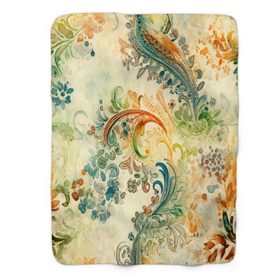 Vintage Watercolor - 1 Piece Premium Sherpa Blanket