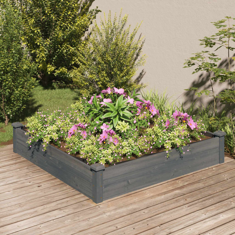 Asela Wood Raised Garden Bed, Grey