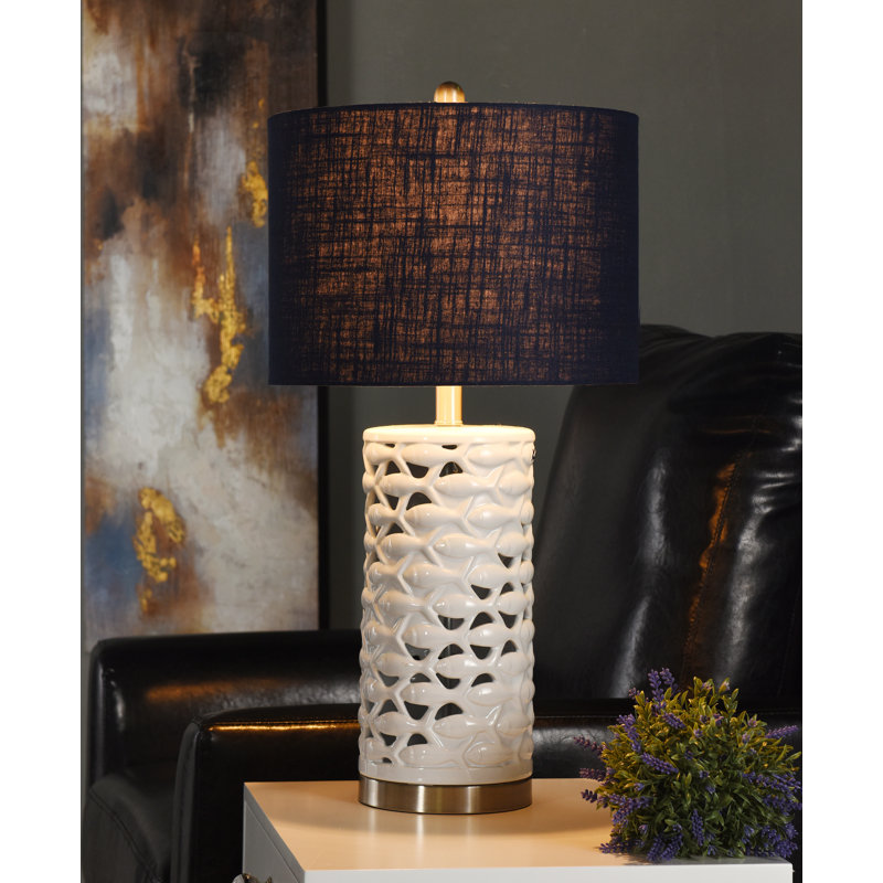 Lampe de table cylindrique de l’école de poisson, de 27 po Natalie