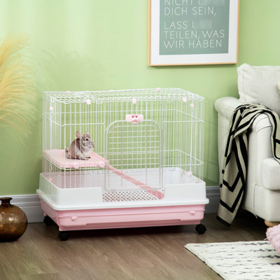 2-Level With Wheels, Removable Tray, For Chinchillas, Ferret, Pink Pet Cage Wheels And Tray Pet's Being, , Ferret