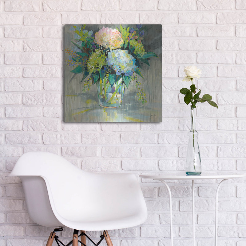 "Hortensias du jardin" par Jeanette Vertentes, H 24 po x l 24 po