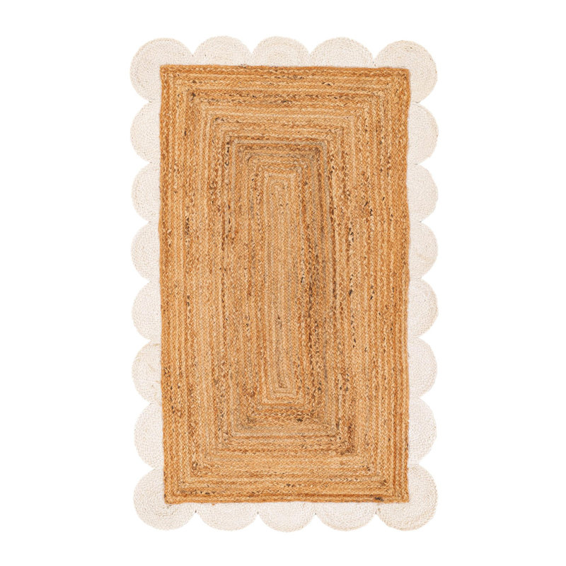 Solid Scallop Braided Jute Rug, Rectangle 3'1" x 5'1"