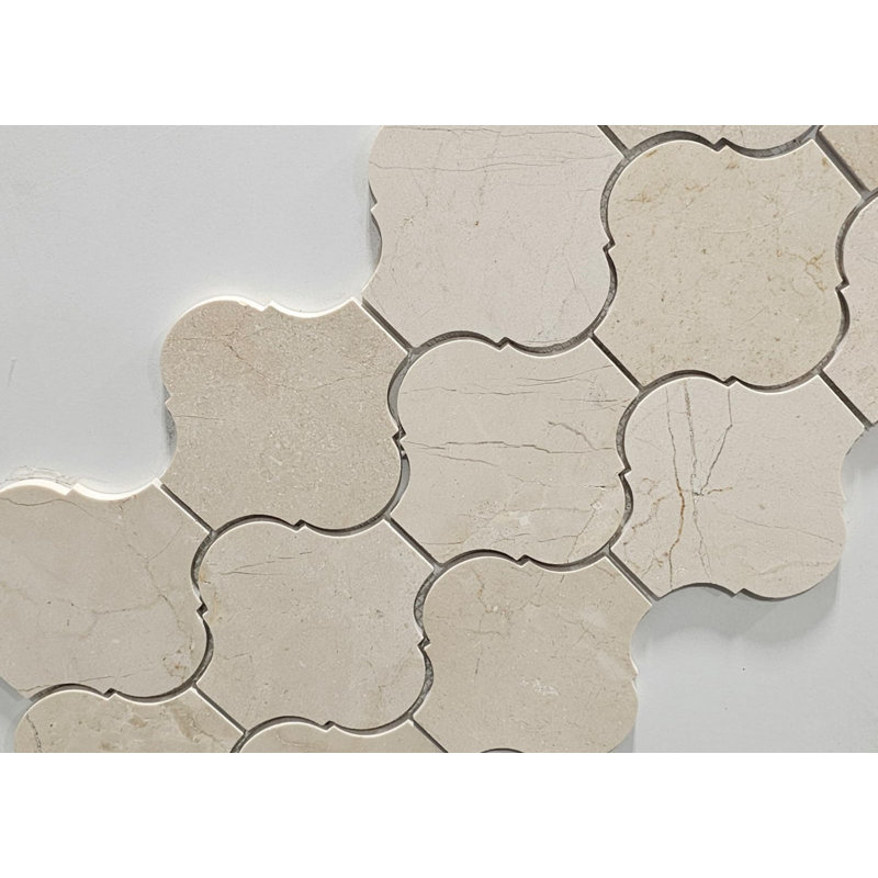 Carrelage mural en mosaïque de marbre poli crème doux Arabasque, Beige
