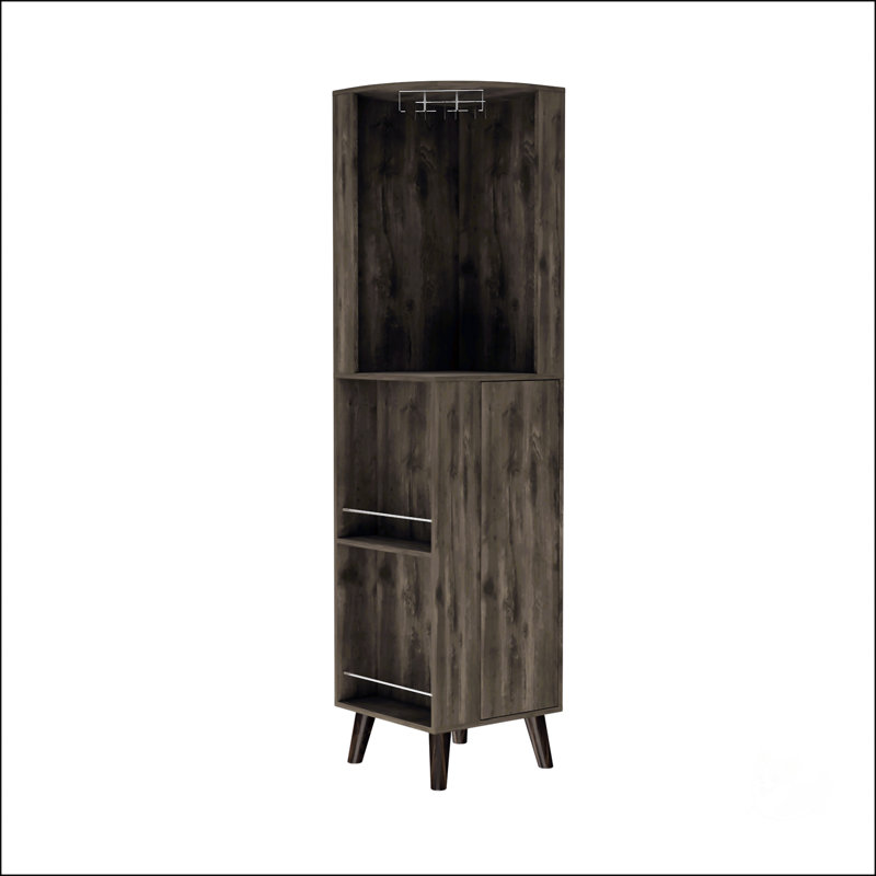 Armoire de bar d'angle à 1 tiroir et 2 tiroirs brun foncé