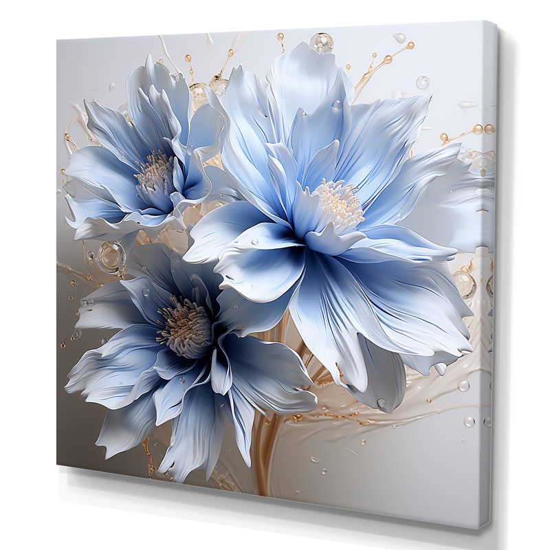 «Dreamy Blue Cornflowers Emotion I» - art mural grand bleuet, H 16 po x l 16 po x P 1 po, Toile tendue