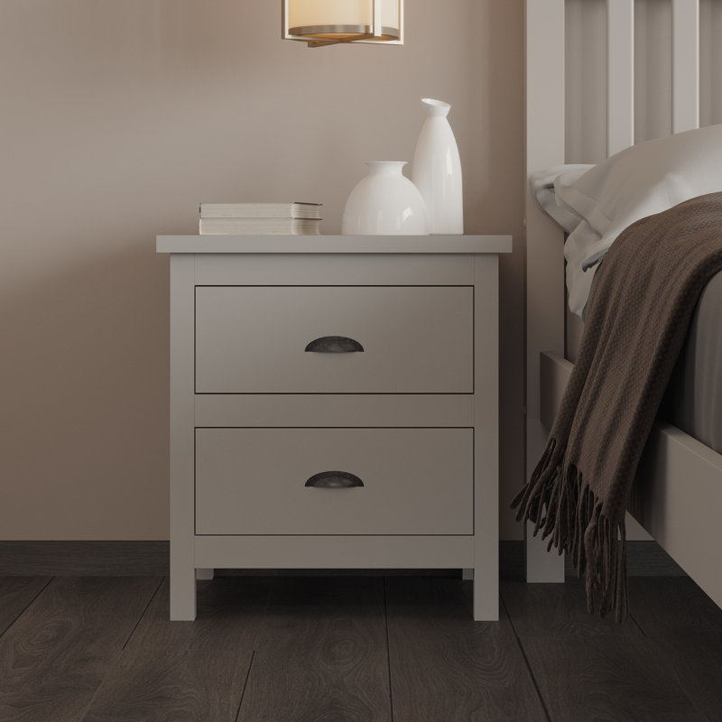 Table de chevet 2 tiroirs Fredine, Gris