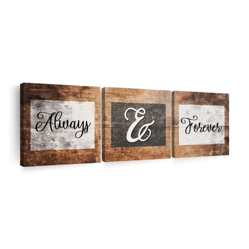 " Always And Forever Marriage Quote Multi Piece Canvas Print " by Faithinart 3 - Pieces, 74" H x 24" W x 1.25" D