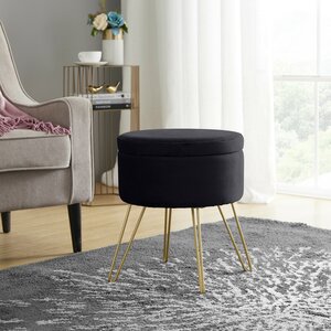 Wolfeboro 15" Wide Velvet Round Storage Ottoman