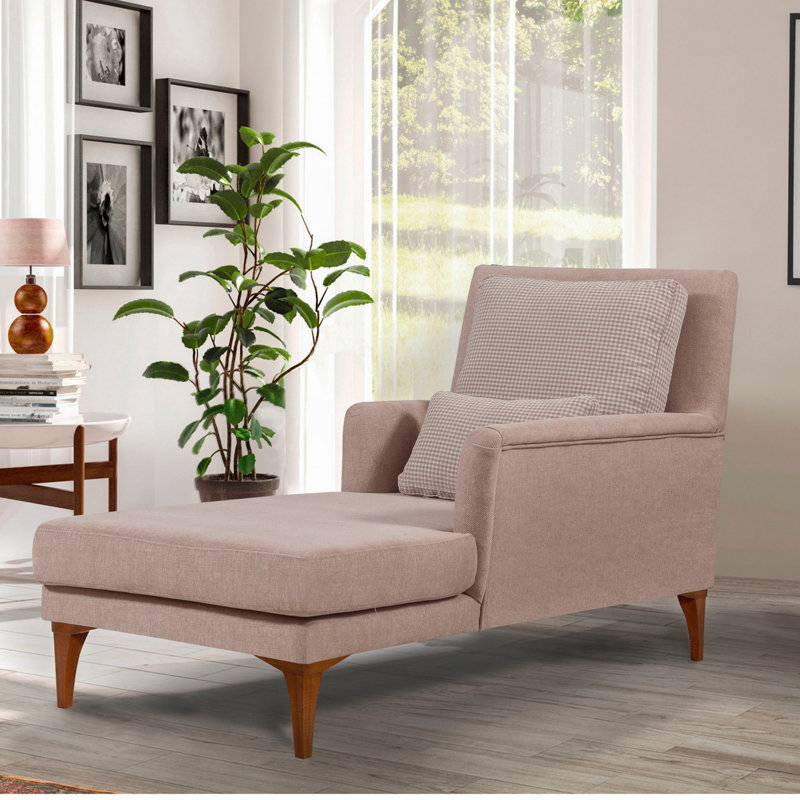 Chaise longue rembourrée Yaphank, Rose 100 % polyester