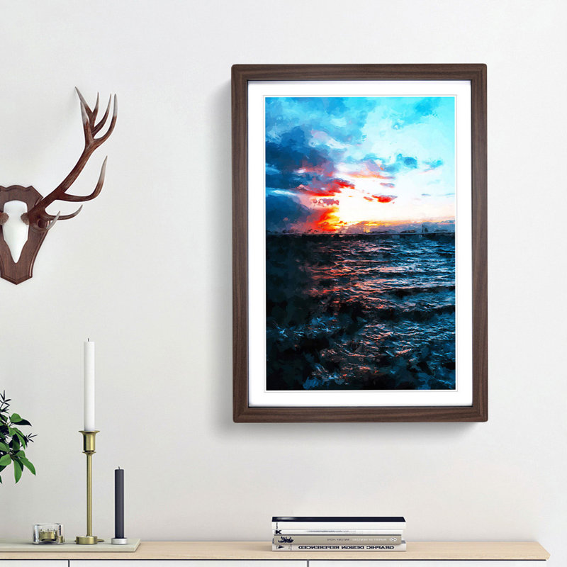 Moody Skies Above the Ocean - Picture Frame Graphic Art Print, Walnut Framed, 48cm H x 36cm W x 2cm D