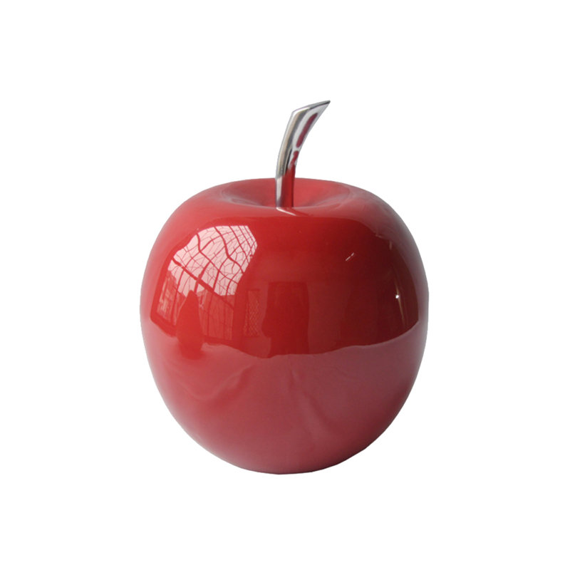Gennoviva Aluminum Decorative Apple Tabletop Sculpture, Buffed/Red, 11" H x 5.5" W x 5.5" D