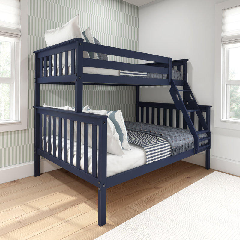 Bolles Twin Over Full Solid Wood Standard Bunk Bed, Blue