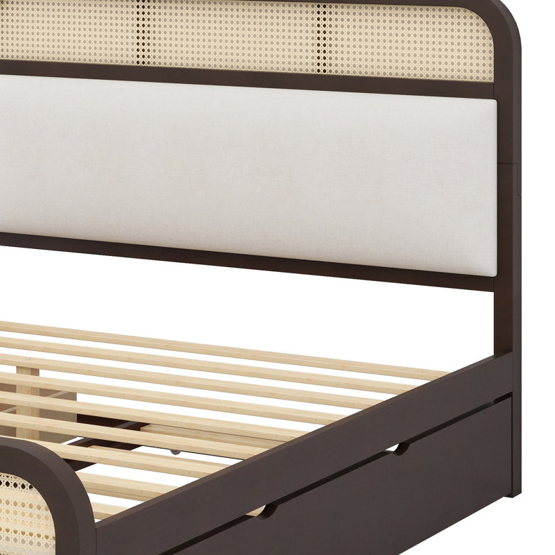 Lit plateforme en bois avec lit gigogne et 2 tiroirs