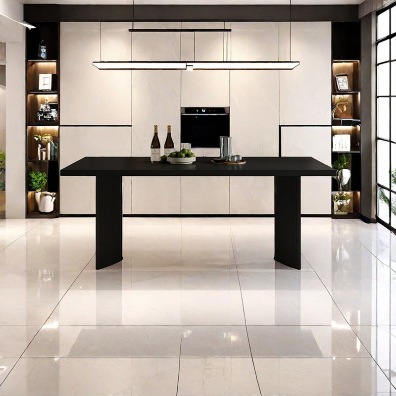 Table de salle à manger noire, H 29,53 po x L 63 po x l 31,5 po