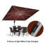 Parasol en porte-à-faux à DEL 9 pi x 12 pi à énergie solaire avec base, rouge brique-2018019006