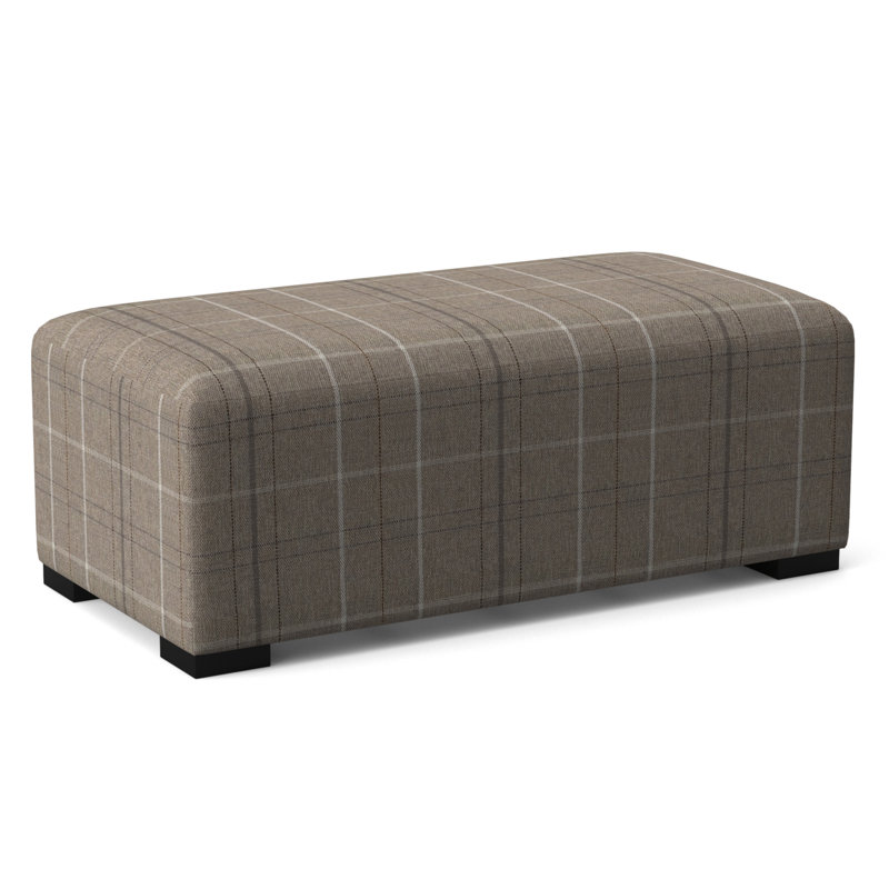 Campos Upholstered Ottoman, Black, Taupe Plaid; 0126-73