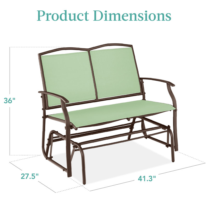 Fauteuil oscillant d'extérieur en métal Nethuki, Vert sauge / brun