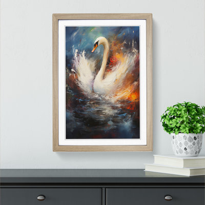 Swan Action Painting - Framed Print