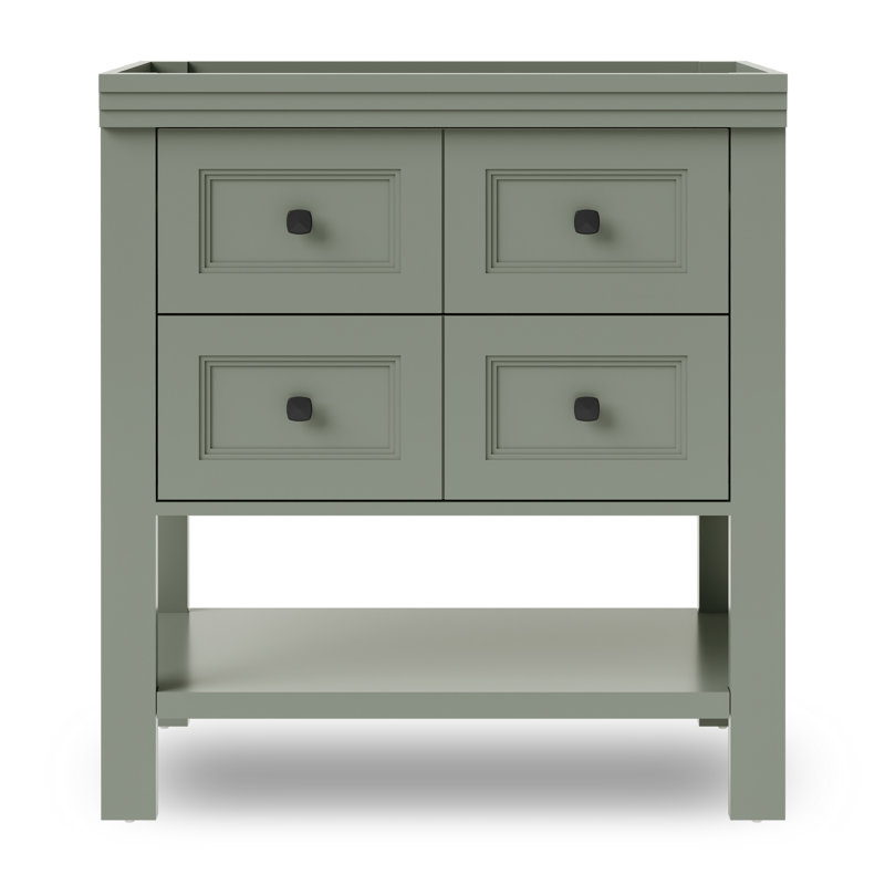 30" Single Bathroom Vanity Base Only, 2 Smooth Drawers, Sink not Included, Vintage Green