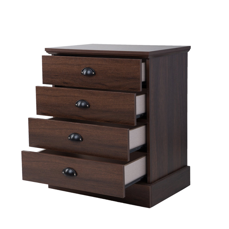 Bantham Walnut 4-Drawer Wood Nightstand, Walnut