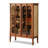 American-Style Vintage Cherry Wood Rattan And Glass Feature Cabinet-598812649
