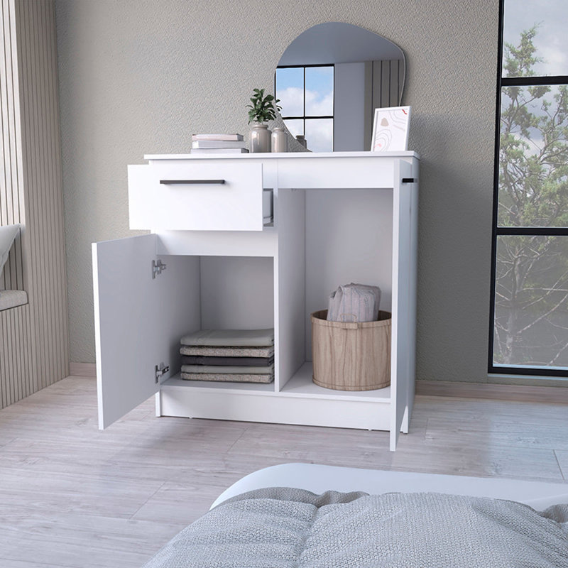 Commode 2 tiroirs Loonam, Blanc