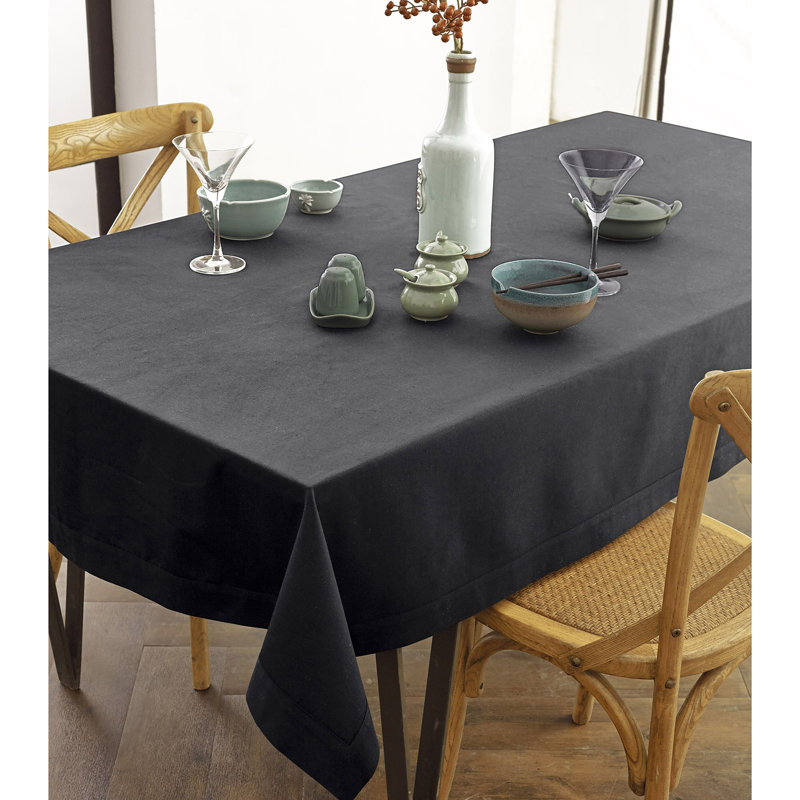 Dru Cotton Linen Plain Tablecloth, 104" x 60", Grey